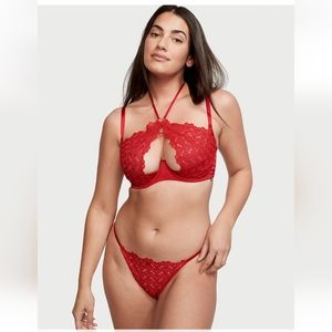 Victoria's Secret Dream Angels Sweetheart Lace Open Cup Halter Bra